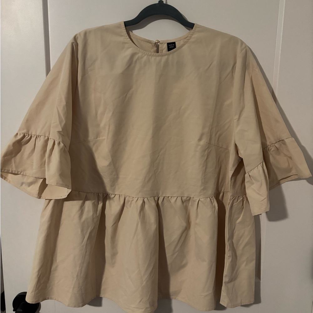 SHEIN Cream Blouse with Pearl Button